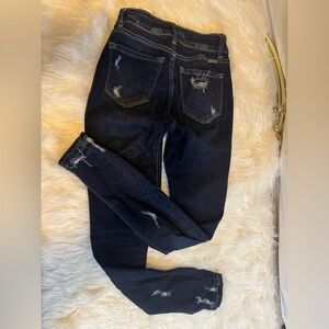 CORRECTED Kan Can size 24 dk blue denim skinny jeans with ripped look throughout